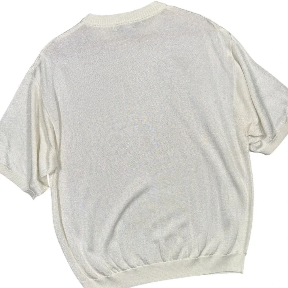 IRVINE PARK‎ Mens XLG Cream Cable Knit Short Sleeve Sweater
